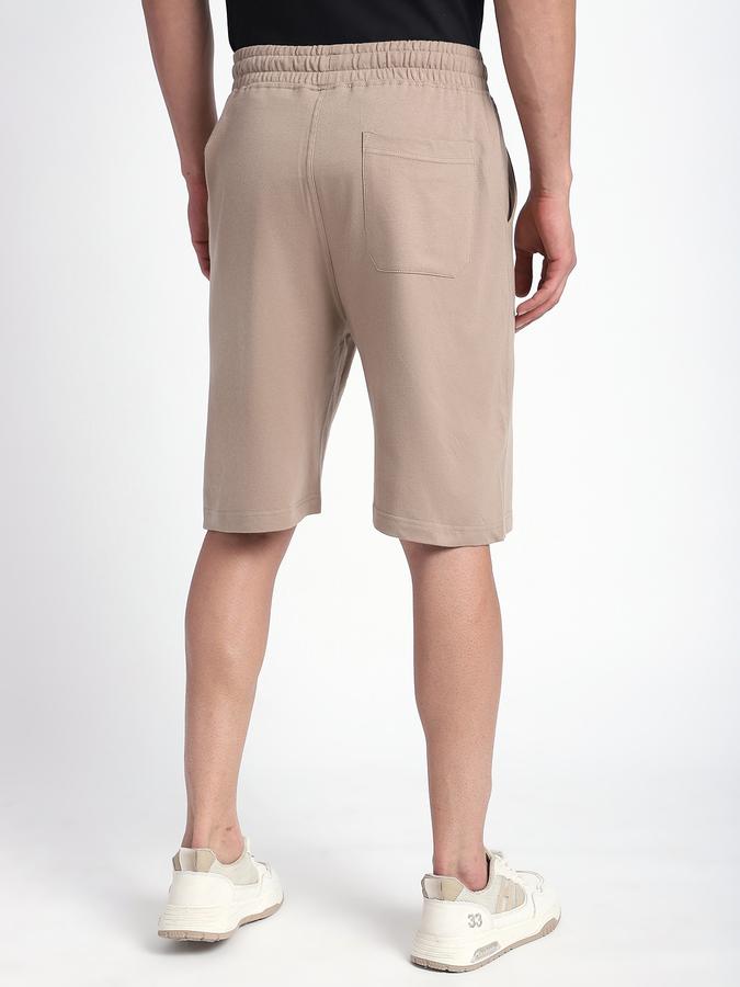 Men Cotton Regular Fit Elastic Waist Solid Shorts