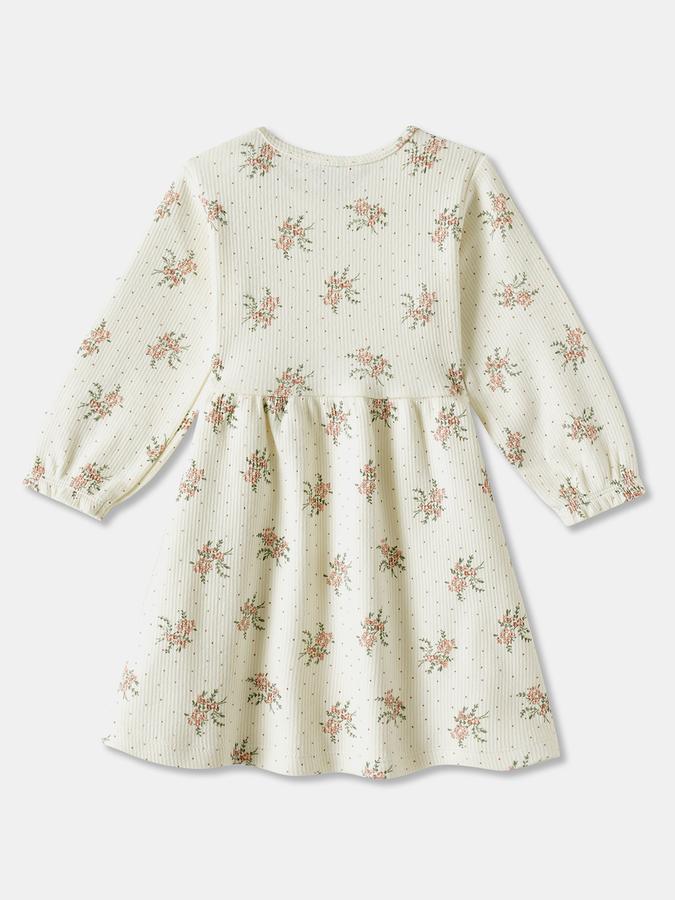 Girls Cotton Regular Fit Round Neck Printed Dress