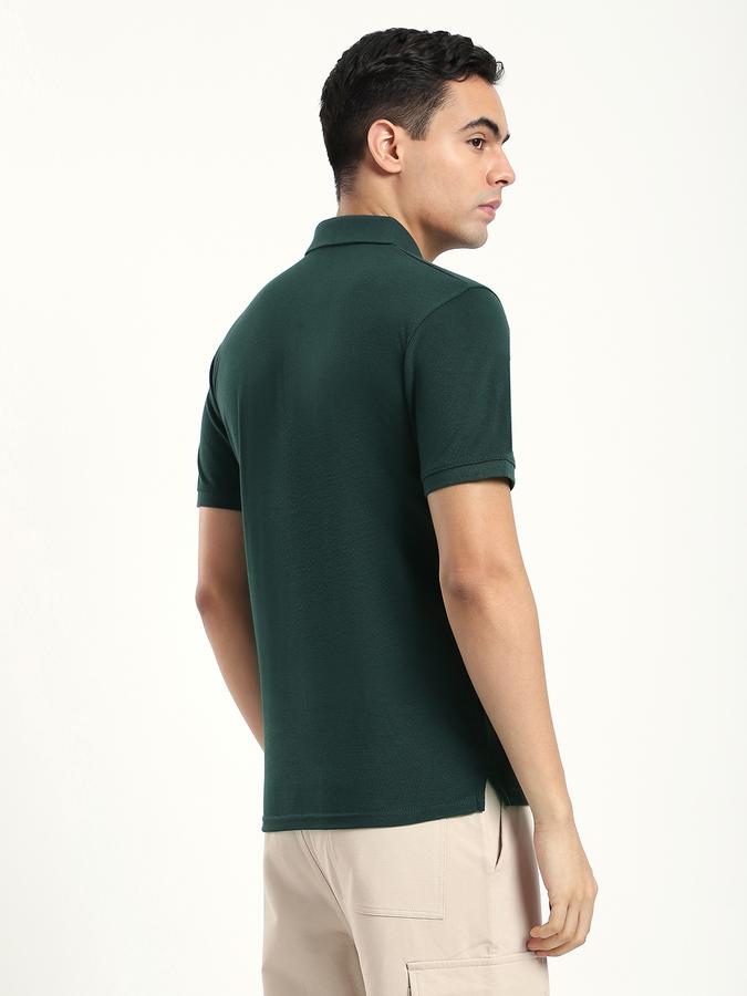 Men Cotton Blend Regular Fit Polo Neck Solid T-shirt