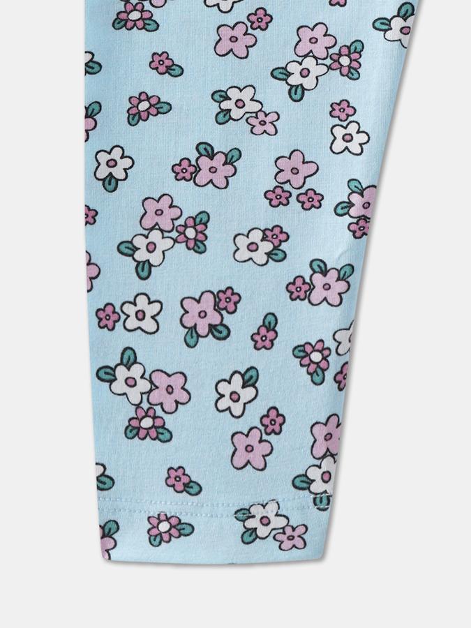 Girls Floral Print Full Length Mid Rise Legging