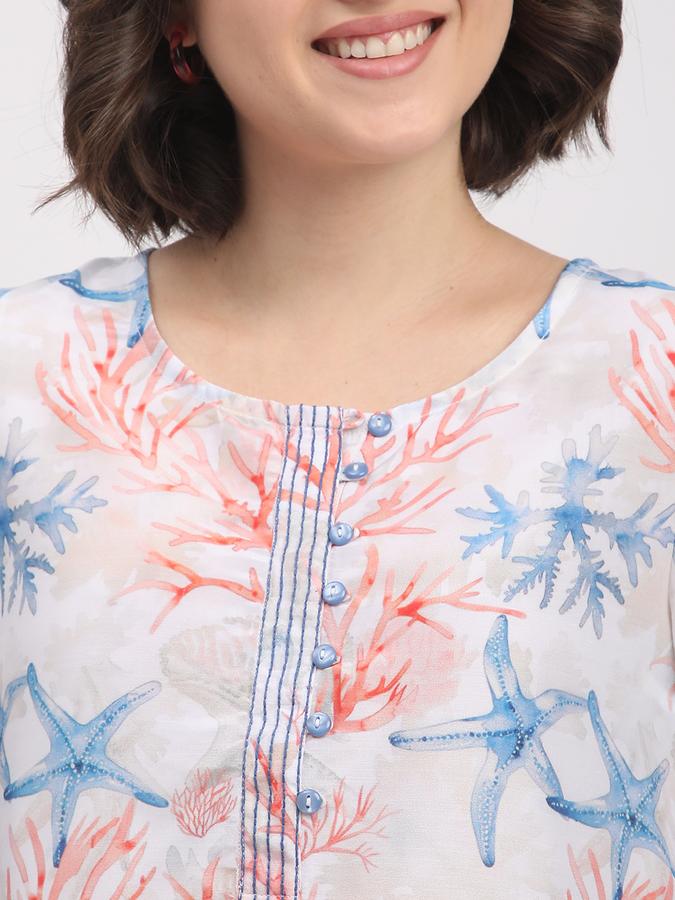 Women Muslin Regular Fit Round Neck Printed Kurta