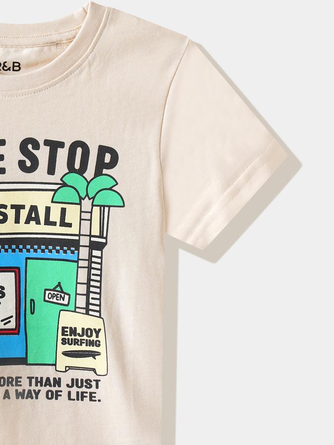 Boys Cotton Regular Fit Crew Neck Graphic T-shirt