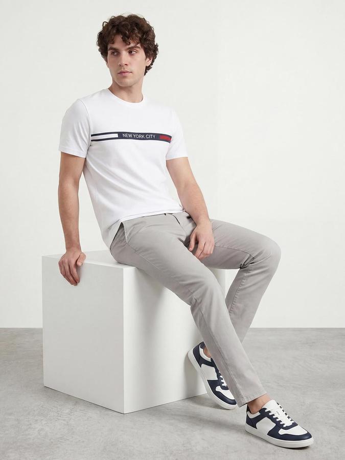 R&B White Men Printed Short Sleeves Tshirt