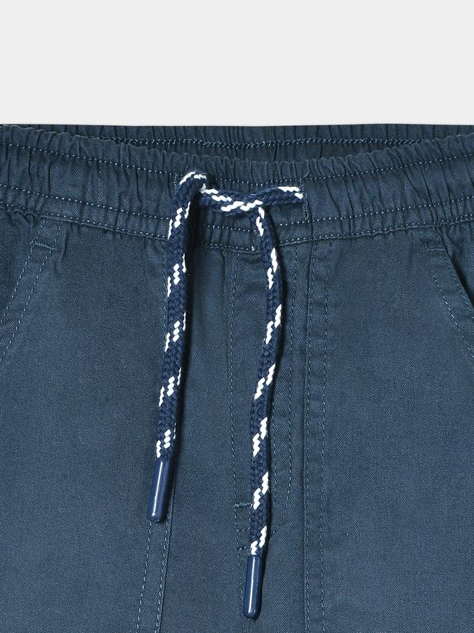 Boys Twill Relaxed Fit Drawstring Waist Cuffed Hem Trousers