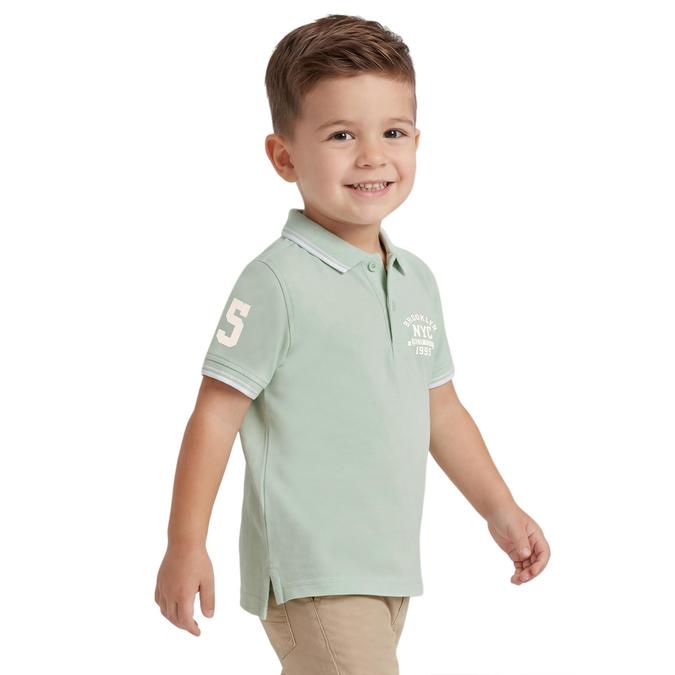 R&B Boy Green Cotton Printed Polo Collar T-Shirt