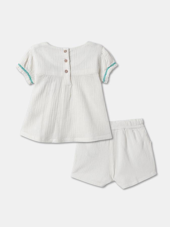 Girls Embroidered Shorts & Top Set image number 1