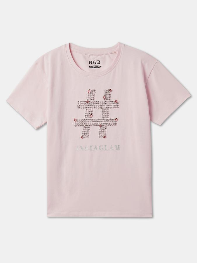 Girls Cotton Regular Fit Round Neck Graphic Top