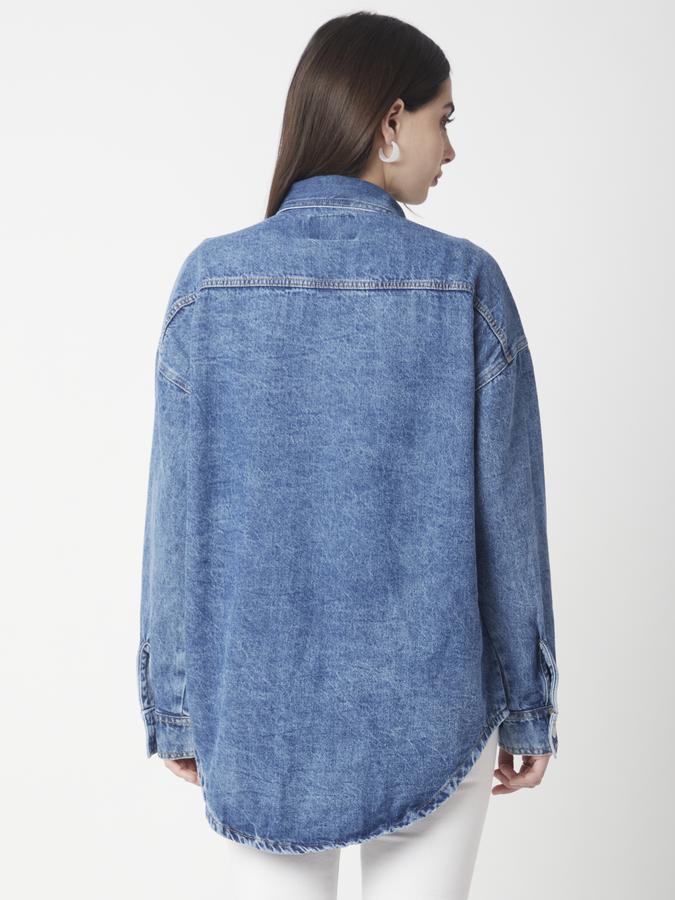 R&B Women Mid Blue Washed Denim Jacket