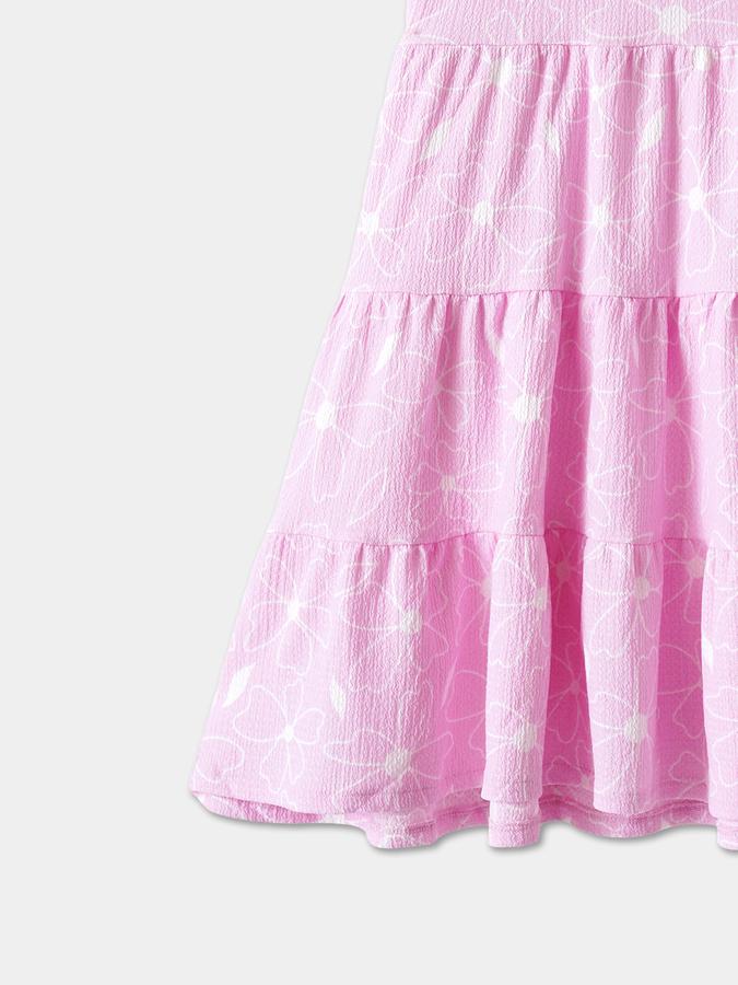 Girls Poly Blend Regular Fit Round Neck Printed Dress