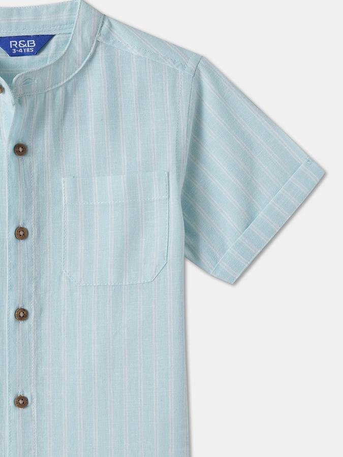 Boys Cotton Regular Fit Short Sleeve Striped Shirt