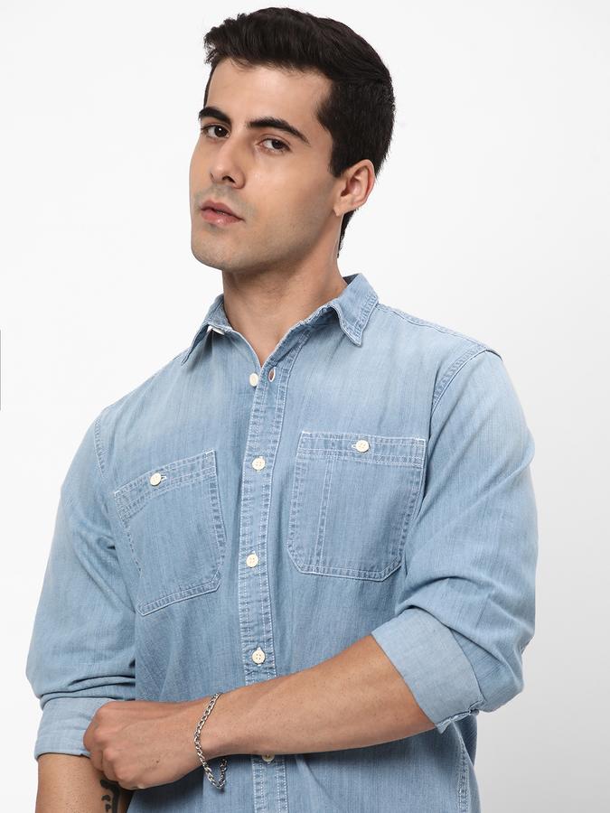 R&B Men's Denim Regular Fit Shirt