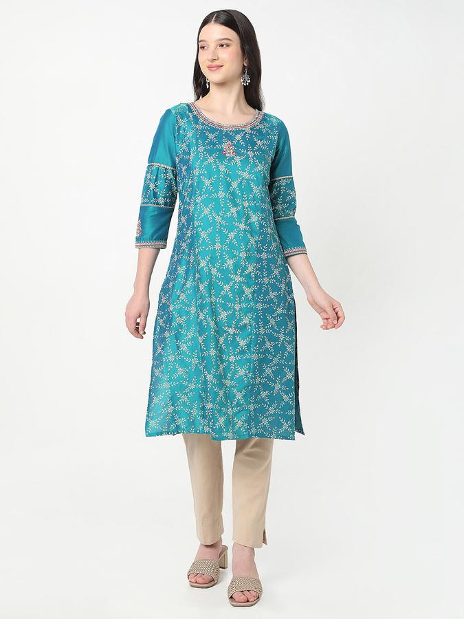 R&B Women's Teal Printed Kurta
