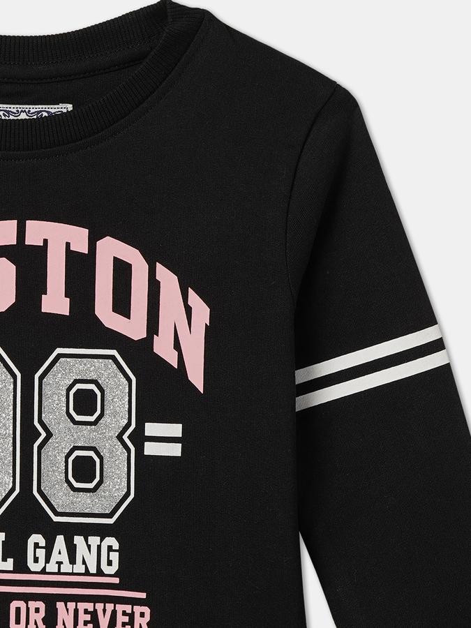 Girls Graphic Regular Fit Full Sleeve Crew Neck SweaT-Shirt