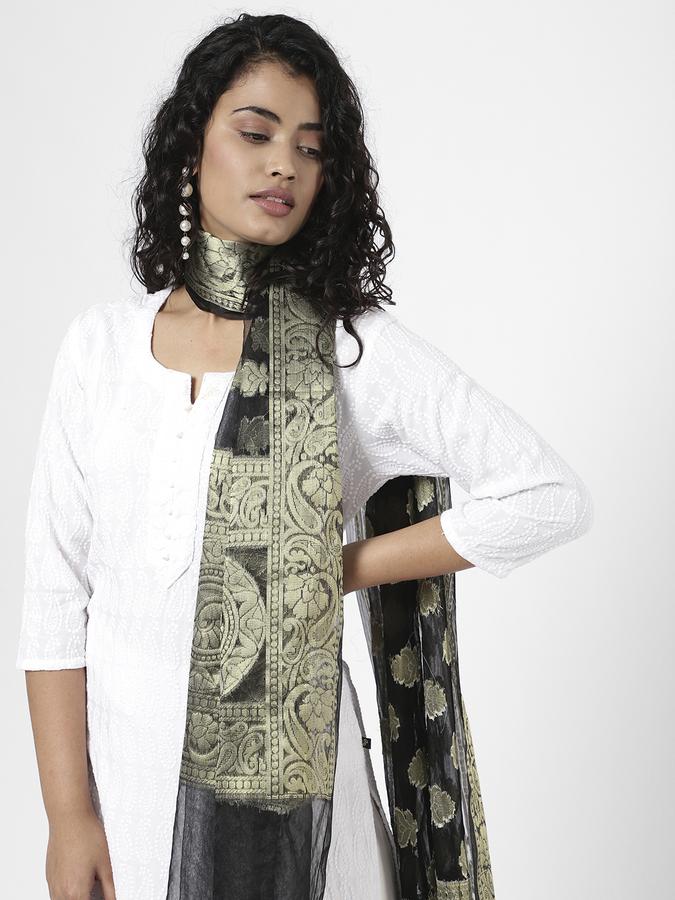 R&B Women's Black Printed Dupatta