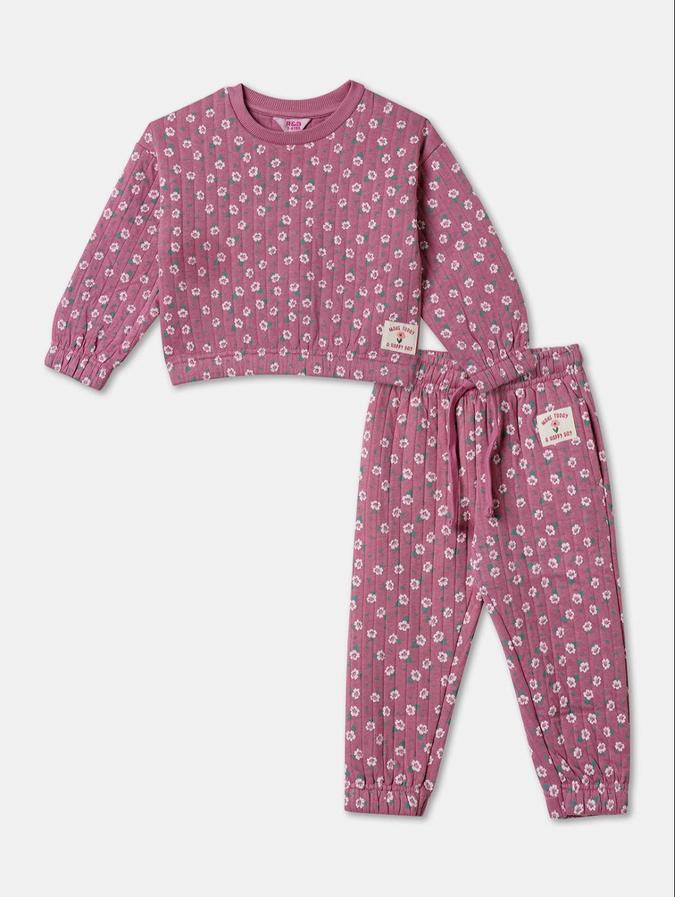 R&B Pink Printed Girls Clothing Set
