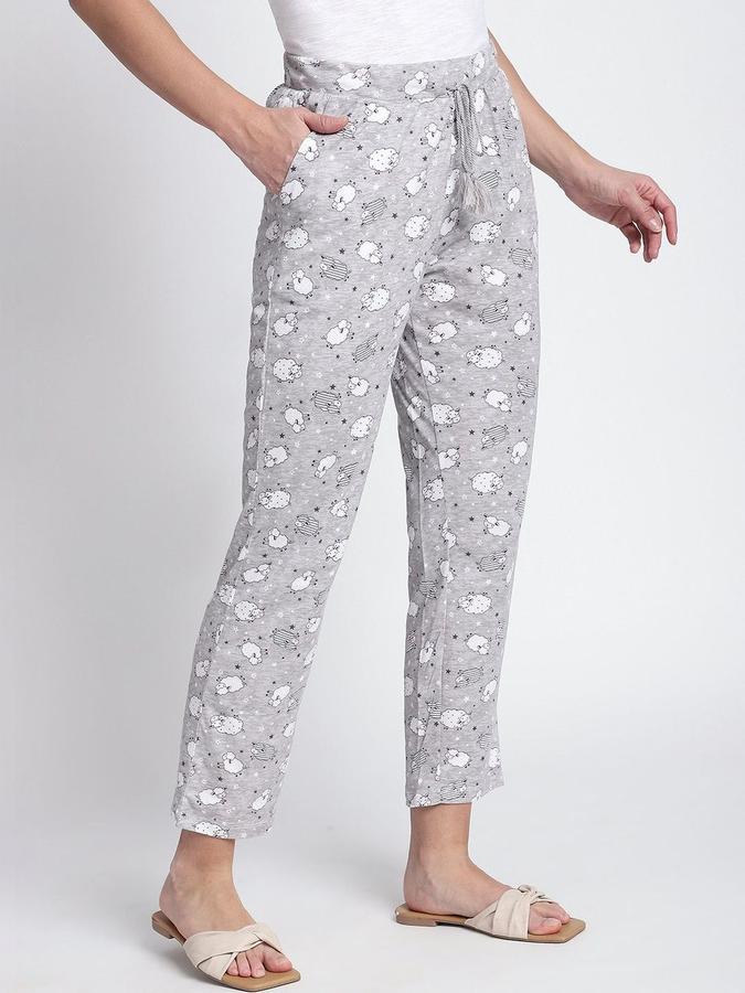 R&B Women Grey Melange Printed Regular Fit Trousers
