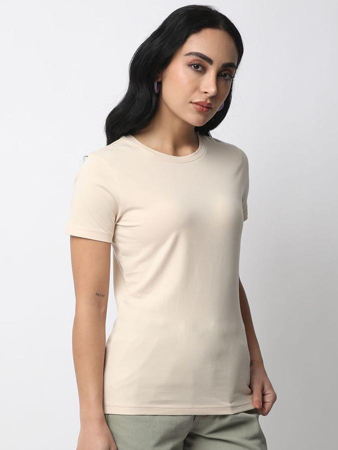 Women Cotton Relaxed Fit Crew Neck Solid T-shirt