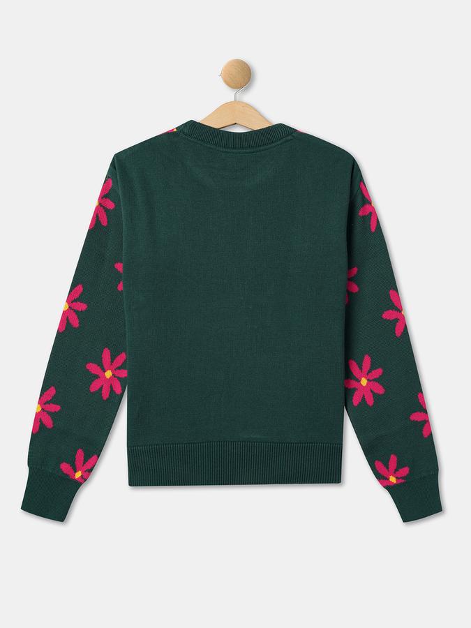 R&B Girls' Teal Printed Sweater