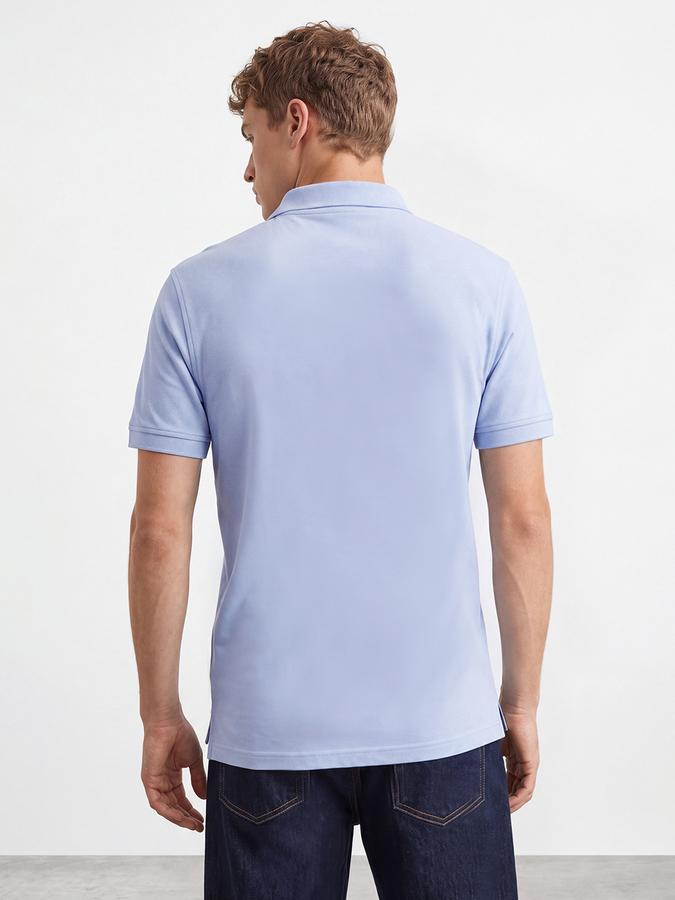 R&B Men Sky Blue Solid Short Sleeves Pure Cotton Polo Collar Tshirt