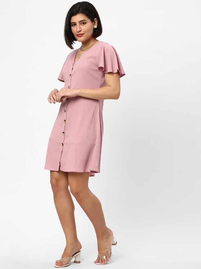 Women Button-Down V-Neck A-Line Dress image number 1
