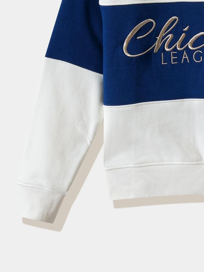 Girls Cotton Blend Regular Fit Polo Collar Colorblock Sweatshirt