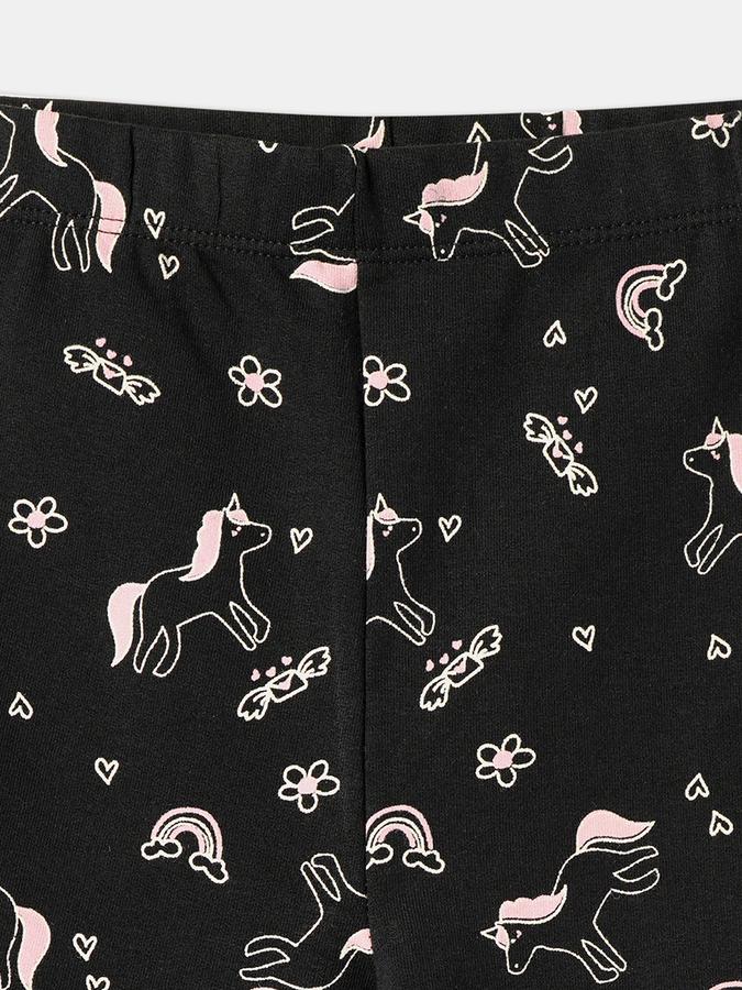 Girls Cotton Blend Flare Fit Elastic Waist Graphic Leggings