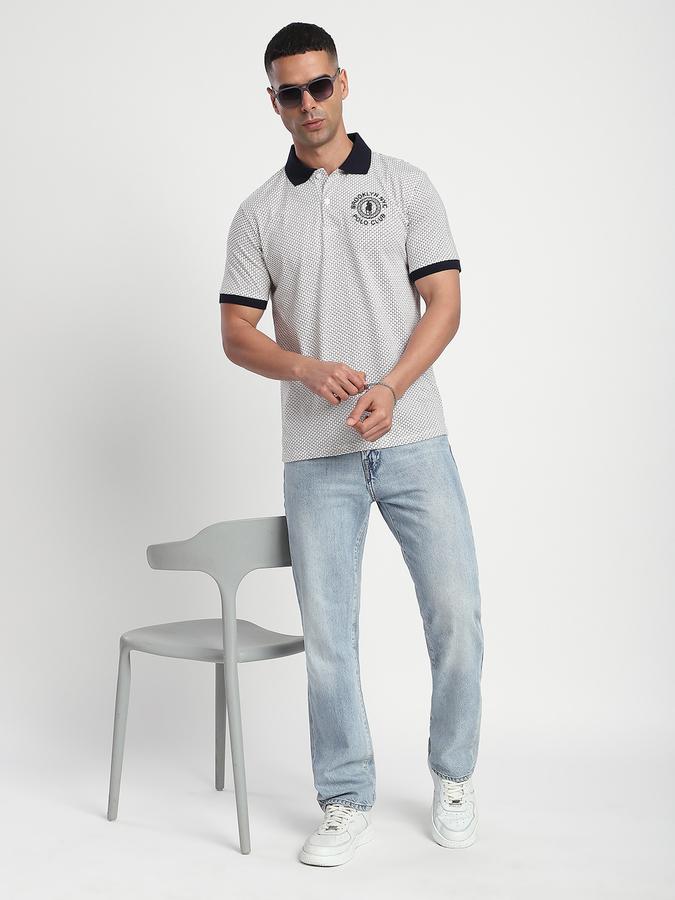 Men Cotton Regular Fit Polo Neck Printed T-shirt