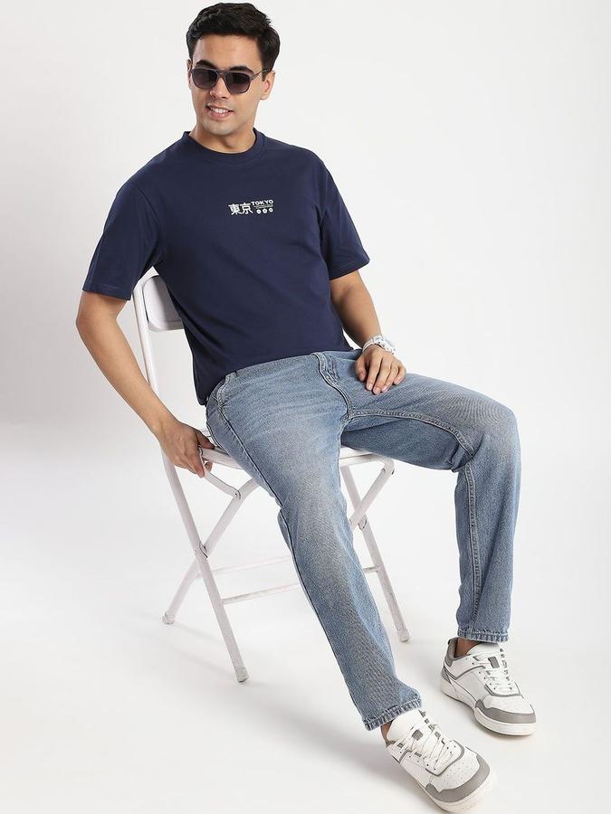 Men Cotton Relaxed Fit Crew Neck Graphic T-shirt