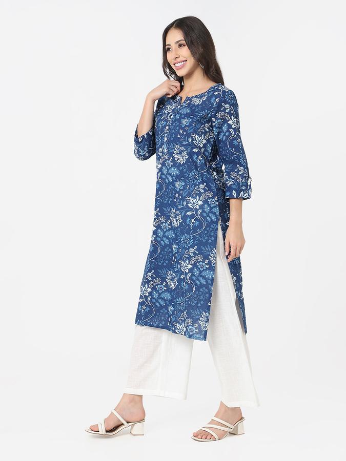 Women's regular fit casual printed round neck straight kurta  image number 2
