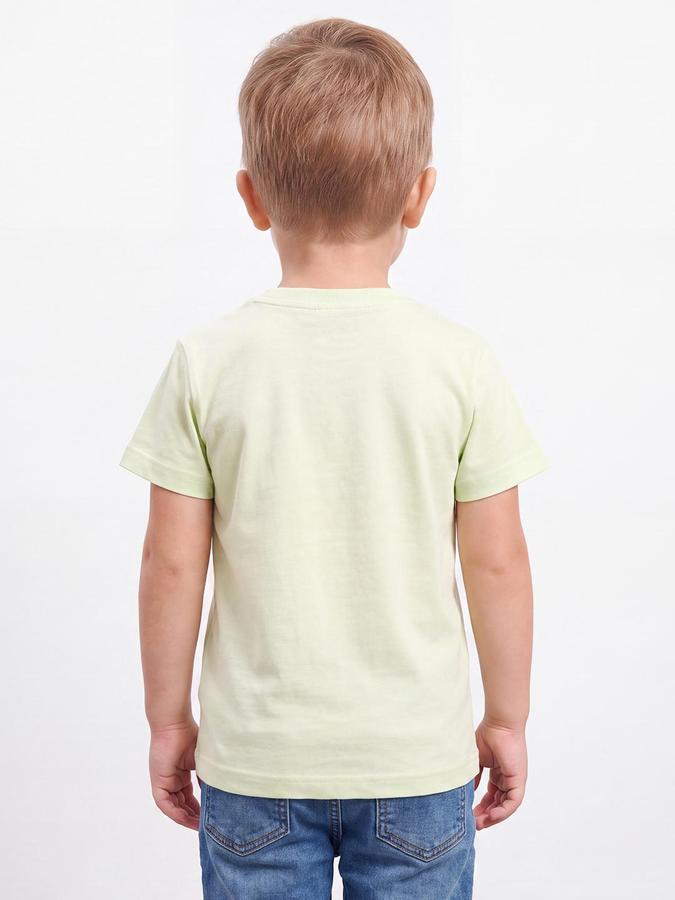 R&B Boys Limegreen Short Sleeve Round Neck Typography Graphic Print T-Shirt
