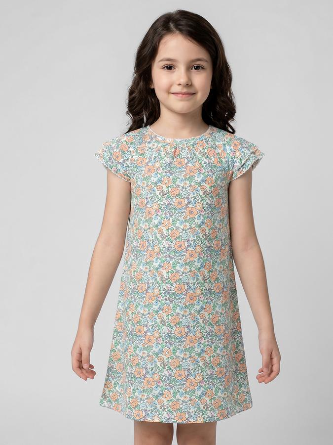 R&B Multi Color Printed Girls Round Neck Short Sleeves Dresses