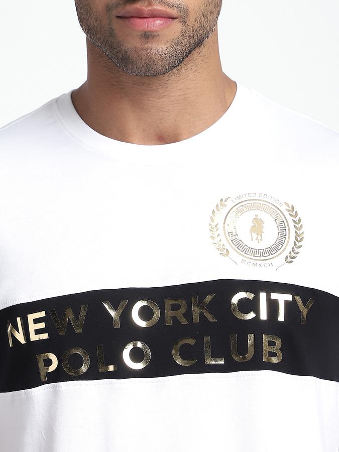 R&B Men's White Printed T-Shirt