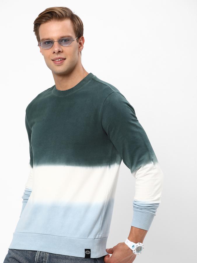 Men Cotton Regular Fit Crew Neck Tie-Dye Sweatshirt