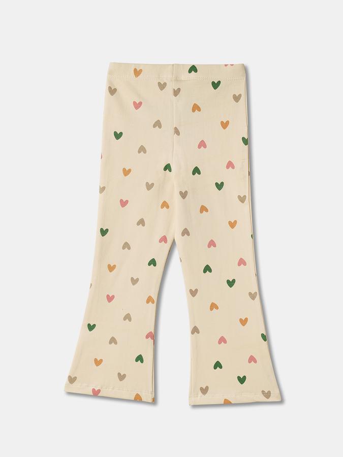 Girls Cotton Blend Flared Fit Elastic Waist Printed Trousers