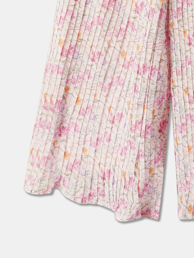 Girls Polyester Wide Leg Pleated Ruffle Dungarees