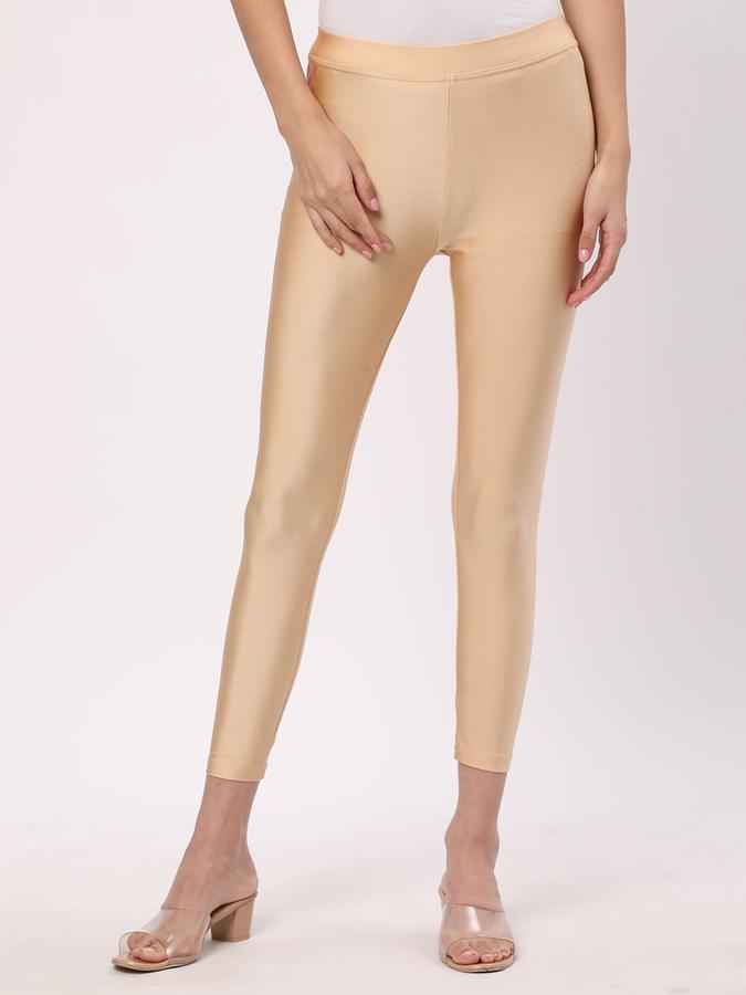 Women Nylon Blend Elasticated Waist Ankle Length Solid Leggings