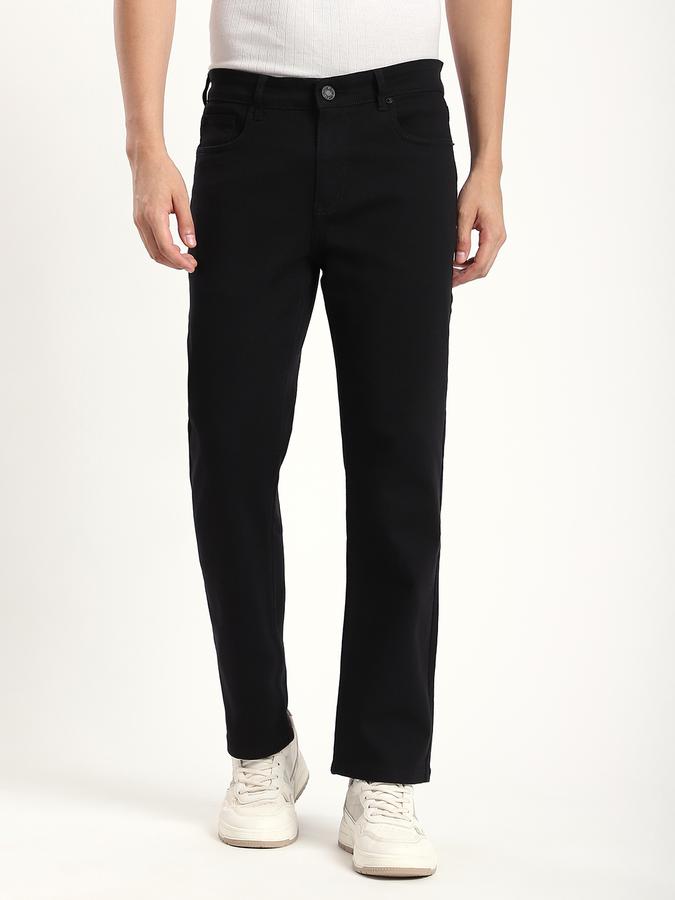 Men Cotton Blend Straight Fit Mid Rise Clean Look Jeans