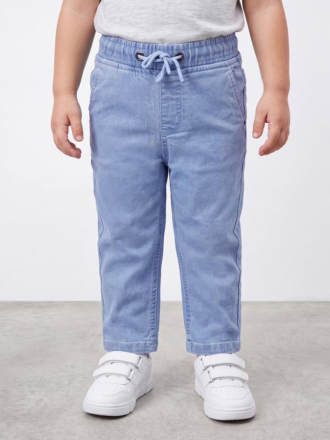 R&B Boys Light Blue Solid Mid Rise Stretchable Jeans