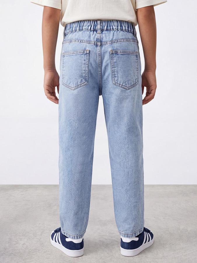R&B Boys Blue Regular Fit Pure Cotton Mid Rise Jeans