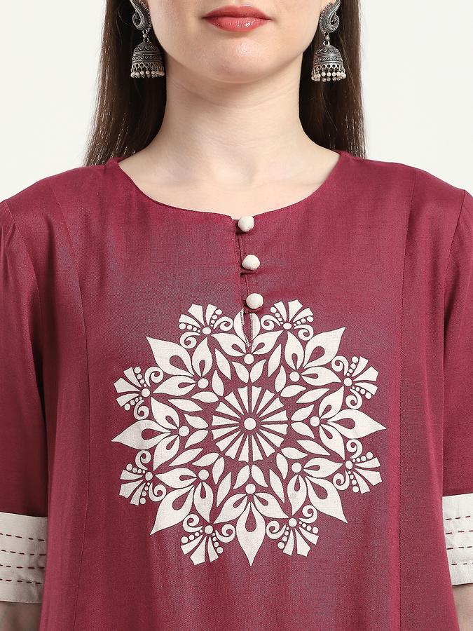 R&B Women's Wine Printed Dress