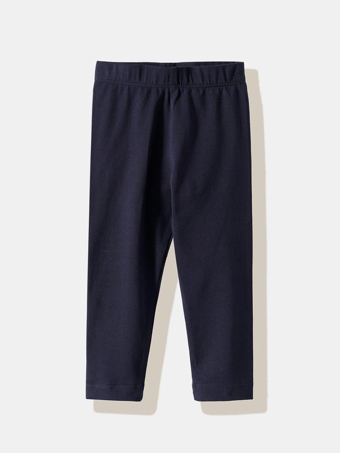 Girls Cotton Fitted Mid Rise Solid Leggings