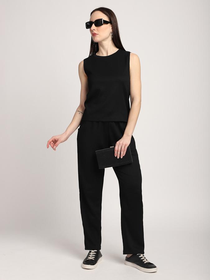 Women Polyester Regular Fit Round Neck Ribbed Top