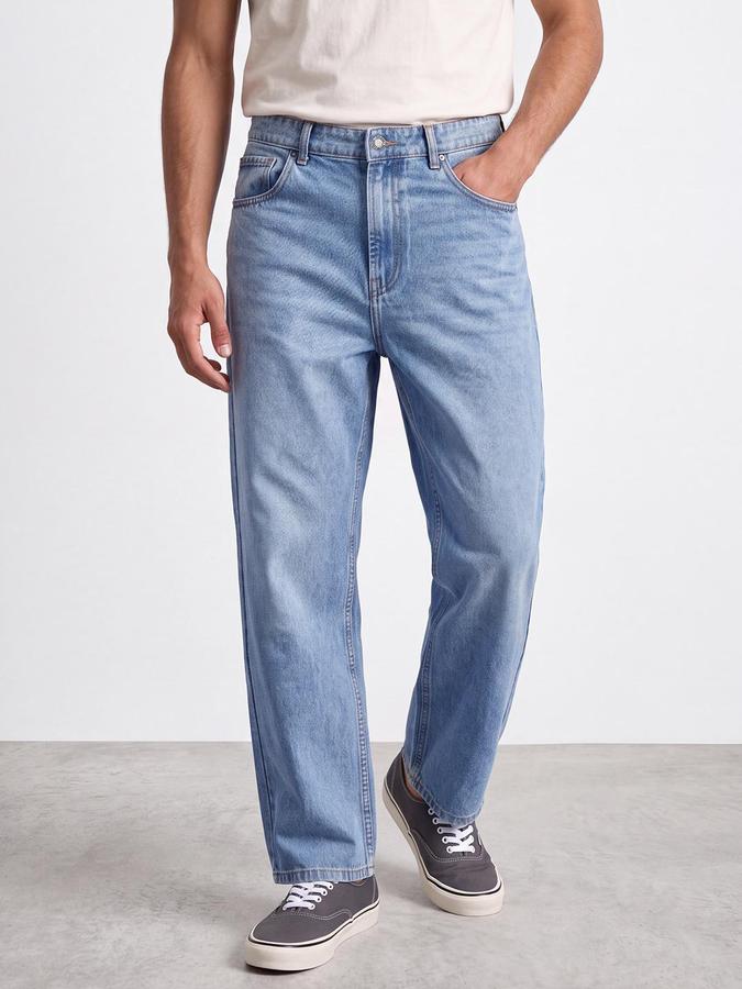R&B Men Mid Blue Mid-Rise Baggy Fit Jeans