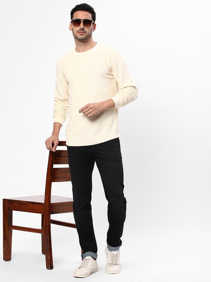 Men Cotton Blend Regular Fit Crew Neck Waffle Knit T-shirt