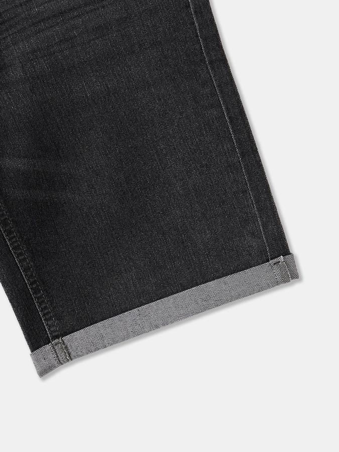 Boys Denim Relaxed Fit Button Closure Cuffed Hem Shorts