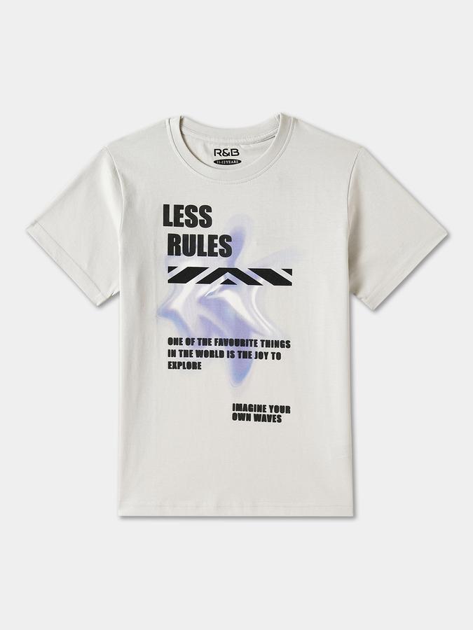 R&B Boys' Grey Printed T-Shirt