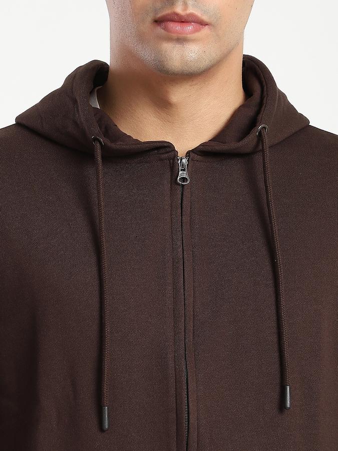 Men Fleece Regular Fit Hooded Jacket