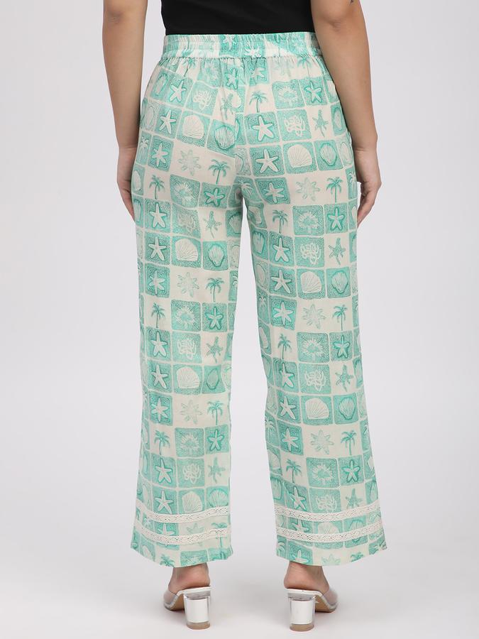 Women Cotton Straight Elasticated Waist Printed Trousers