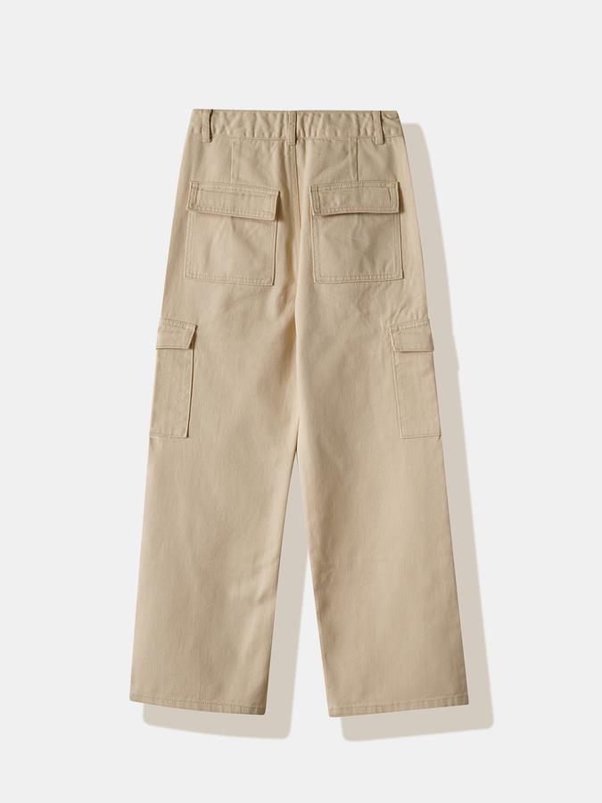 Girls Cotton Regular Fit Button Waist Pockets Pants