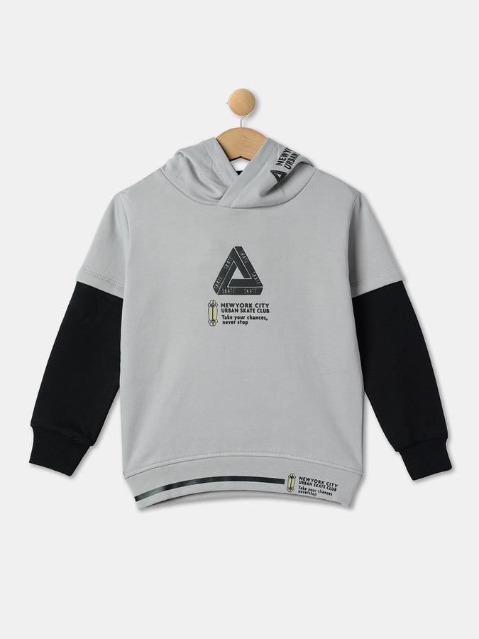 Boys Typographic Print Hooded T-Shirt & Pants Set data-index=